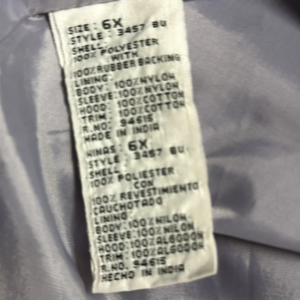 F.W. FISCHER Girls Dressy Lavender Rain Coat Sz 6X